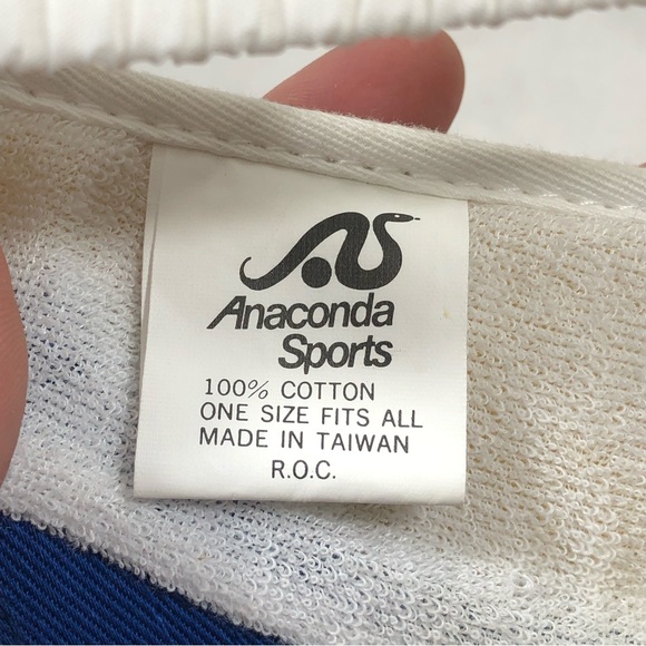 Vintage Anaconda Sports US Soccer Olympics White Blue Stretch Visor Hat Cap OSFM - Picture 8 of 8